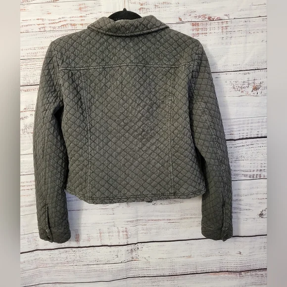 Anthropologie Marrakech Gray/ Black M Quilted Moto Jacket - Picture 7 of 7